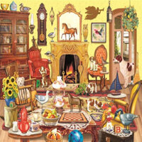 Tranh Ghép Hình 1000 Mảnh Phòng Khách Ngộ Nghĩnh Jigsaw Puzzle Randomcut 1000 Pcs (Kích Thước 70x50 cm)