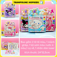 Tranh Ghép Hình 4in1 + Tô Màu Nước + Sticker Đính Hạt Cho Bé