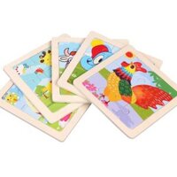Tranh ghép hình cho bé - Tranh ghép hình 9 mảnh bằng gỗ - Set 10 tranh
