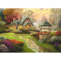 Tranh ghép hình Tini Puzzle 450 mảnh bằng giấy Cottage and Wishing Well - có nhận in theo yêu cầu tranh xếp hình 36x50