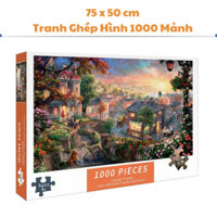 Tranh Ghép Xếp Hình 1000 Mảnh Thành phố hoa Jigsaw Puzzle 1000 Pcs (75 x 50 cm) Dành cho người lớn và trẻ em.