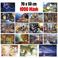 Tranh Ghép Xếp Hình 1000 Mảnh DIY Jigsaw Puzzle, Màu Đẹp Sắc Nét Miếng Dày RandomCut 70x50cm CC98