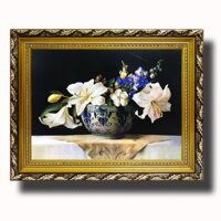 Tranh Giá Rẻ - Bình Hoa Phong Lan 03 - Tranh Minh Hiền (KHUNG GỖ - 40 x 50cm)