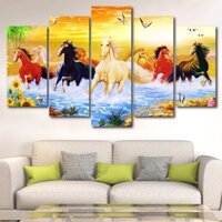 Tranh Gỗ Cao Cấp - Tranh Treo Tường Phong Thủy Mừng Tân Gia, Khai Trương Mã Đáo Thành Công 16 (Bộ 5 tấm)