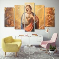 Tranh Gỗ Cao Cấp - Tranh Treo Tường Đức Mẹ Maria 8 (Bộ 5 tấm)