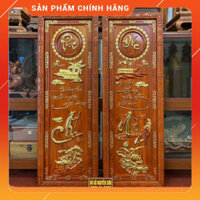 Tranh gỗ “Câu đối Cha - Mẹ” , gỗ Hương Đỏ Nam Phi , đk 37 x 107/ 3cm