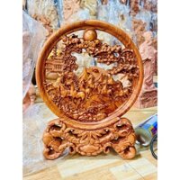 Tranh gỗ đĩa bát mã gỗ hương kích thước c40 dk 30 d3