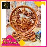 Tranh gỗ đĩa bát mã gỗ thơmgỗ kích tấc c40 dk 30 d3