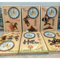 Tranh gỗ đồng hồ Cá Chép