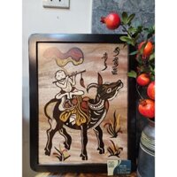 tranh gỗ ghép  " mục đồng trăn trâu thổi sáo