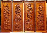 TRANH GỖ HƯƠNG ĐỤC NỔI TỨ QUÝ - TÙNG CÚC TRÚC MAI