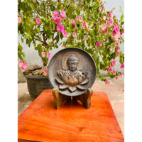 tranh gỗ phật thích ca ngồi đài sen 20cm