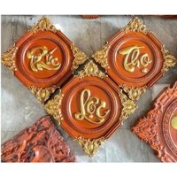 Tranh Gỗ Phúc Lộc Thọ rát vàng, hàng liền khối gỗ gõ nam phi