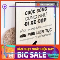 Tranh gỗ - Tạo động lực mẫu câu "cuộc sống cũng như đi xe đạp để giữ thăng bằng bạn phải liên tục chuyển động"