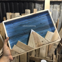 Tranh gỗ thông pallet thủ công treo tường phong cách mộc mạc ăn chắc mặc bền hình núi non