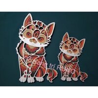 Tranh gỗ trang trí hình Mèo họa tiết Mandala