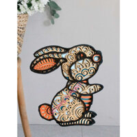 Tranh gỗ trang trí hình Thỏ họa tiết Mandala