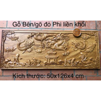 TRANH GỖ TREO TƯỜNG CÁ CHÉP HOÁ RỒNG bằng gỗ Bên Phi liền khối, kích thước: 50x126x4cm