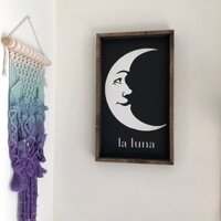 Tranh gỗ treo tường - Mặt trăng cười - La Luna - Decor Vintage