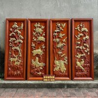 Tranh gỗ tứ quý 37 x 107 x 4cm