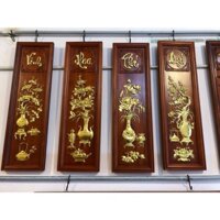 Tranh gỗ tứ quý dát vàng