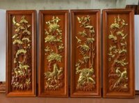 Tranh Gỗ Tứ Quý Tùng Cúc Trúc Mai (Rộng 37 – dài 107 – dày 4)