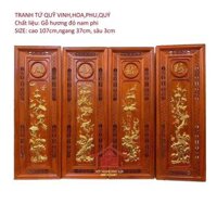 Tranh gỗ tứ quý vinh hoa phú quý