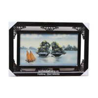 Tranh gốm sứ Bát Tràng vẽ hòn Trống Mái vịnh Hạ Long