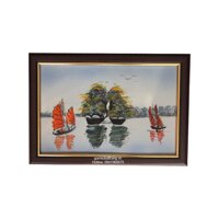 Tranh gốm sứ phong cảnh vẽ hòn trống mái