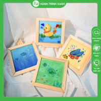 Tranh handmade làm quà tặng HTX kích thước 15x15cm tranh từ thủy tinh tái chế N1