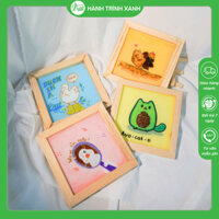 Tranh handmade làm quà tặng HTX kích thước 15x15cm, 20x20cm tranh từ thủy tinh tái chế N2
