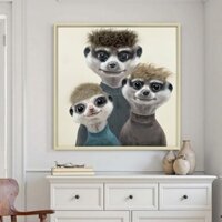 Tranh hiện đại trang trí phòng khách/nội thất 3D - Chuột đất - MEERKATS 80 x 80 cm