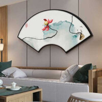 Tranh hình quạt treo tường decor trang trí phòng khách phòng trà đạo quán chay nhiều mẫu size to tráng gương cao cấp