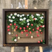 Tranh hoa đất sét – Tranh dâu tây (tranh không kính)