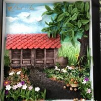 Tranh hoa đất sét- Tranh mái nhà làng quê