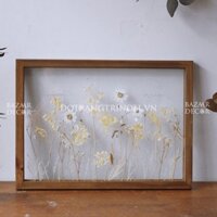 Tranh hoa khô "Cánh đồng mùa thu" ép khung gỗ A3 (33x45 rustic)