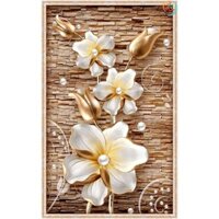 Tranh hoa khổ dọc-size 60x100 (vải lụa đẹp). Tranh dán tường kèm theo keo dán.Khung in trực tiếp lên tranh