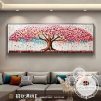 Tranh hoa mai đào decor Tết trang trí phòng khách treo tường nội thất phòng ngủ quà mừng tân gia tráng gương