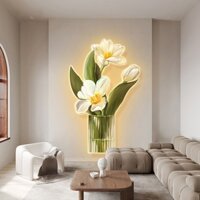 Tranh Hoa Tulip Đèn LED trang trí nhà cửa decor phòng trang trí tường