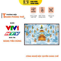 Tranh Hoằng Pháp Ngang Mây Trời Cung Trời Đao Lợi Xanh DecorNow HD888