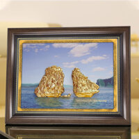 Tranh Hòn Trống Mái mạ vàng - Quà lưu niệm Hạ Long