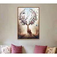 Tranh hươu mẫu tử 40x60 có khung