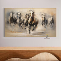 Tranh In Canvas | Ngựa Phi Nước Đại 1FHHOR015 | Tranh Căng Khung Cao Cấp - Tặng Kèm Đinh Đa Năng 78Decor