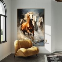 Tranh In Canvas | Tranh Ngựa Phi Nước Đại 1FVHOR002 | Tranh Căng Khung Cao Cấp - Tặng Kèm Đinh Đa Năng 78Decor