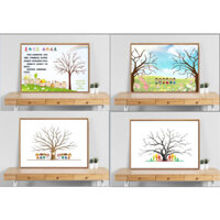 Tranh In Dấu Vân Tay - Finger Print Tree - Chất Liệu Canvas Trong Ngày Kỷ Niệm Học Sinh [TẶNG KÈM 4 MÀU NGẪU NHIÊN]
