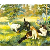 Tranh in sơn dầu VTC mèo con tinh nghịch CVS-0014