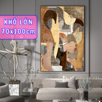 Tranh in vải canvas khổ lớn trừu tượng lập thể size 70x100cm đã bao gồm khung và phụ kiện treo