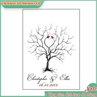 Tranh In Vân Tay Tranh Wedding Tree Chất Liệu Canvas LƯU Ý KHÔNG KÈM MÀU DÂU RỂ NOTE TÊN & NGÀY CƯỚI KHI ĐẶT TRANH TVT04