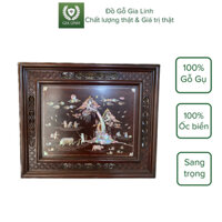 Tranh khảm ốc cảnh Đồng quê Đồ Gỗ Gia Linh gỗ Gụ khảm ốc biển KT 60cm x 50cm