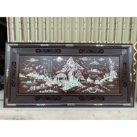 Tranh khảm ốc Đồng Quê gỗ gụ dài 1m6